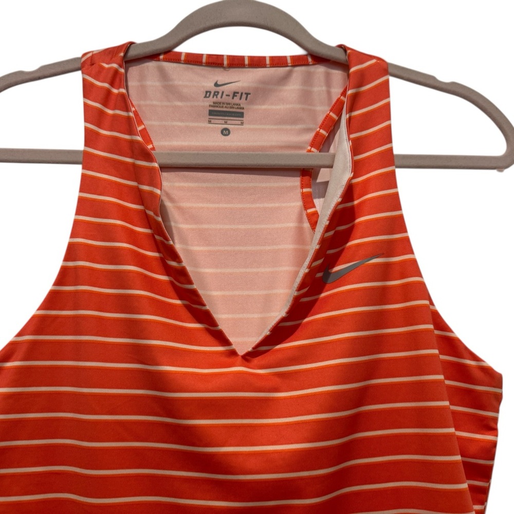 Nike Dri-FIT Size M Orange and White Striped Racerback‎ Tank - Picture 3 of 8